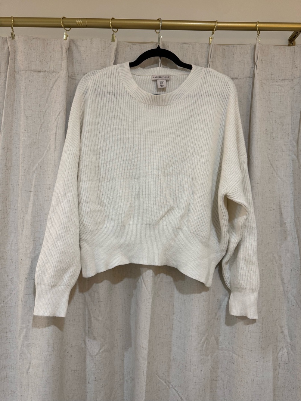 Sincerely Jules White Ribbed Crewneck Sweater